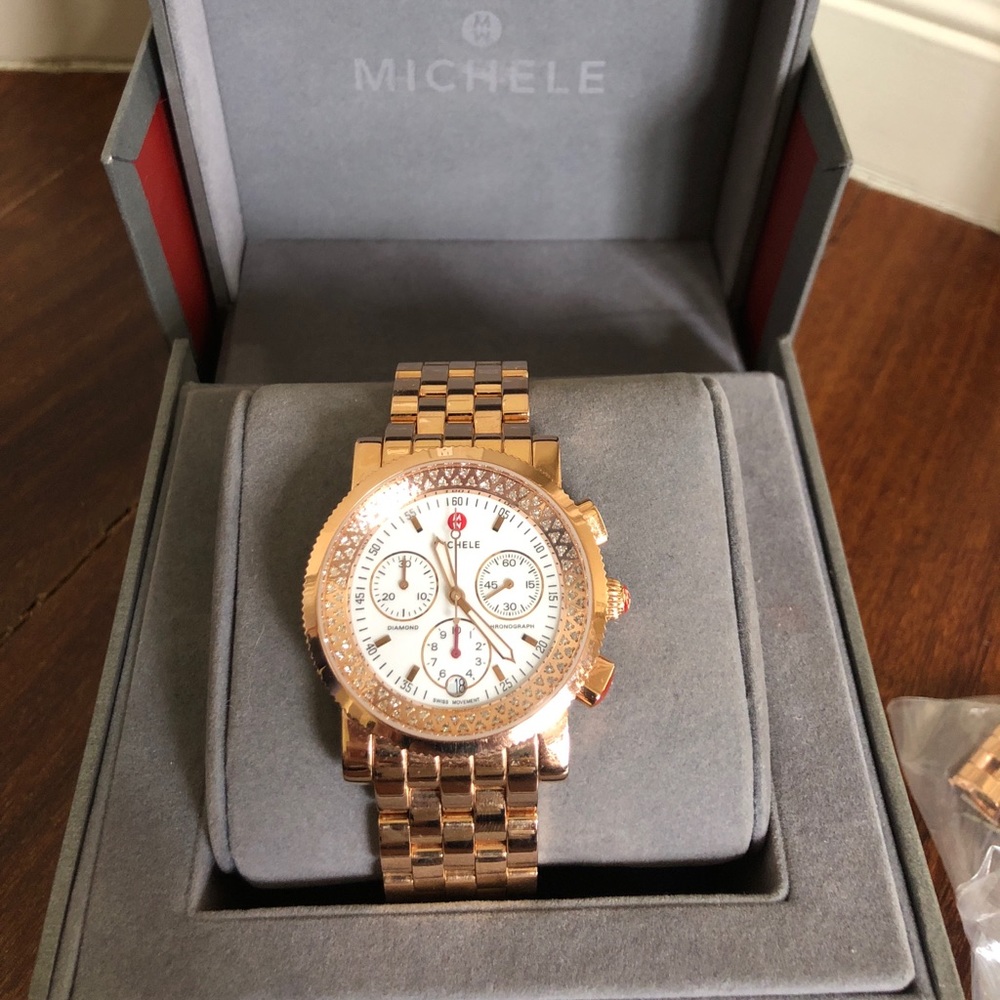 Michele Diamond Rose Gold Watch